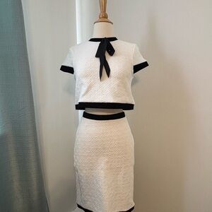 SHEIN Black and White Textured Skirt Set